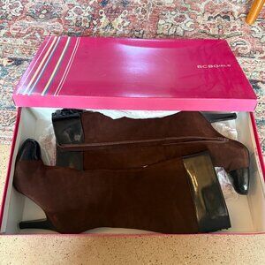 BCB Girls Black Patent & Brown Suede Boots